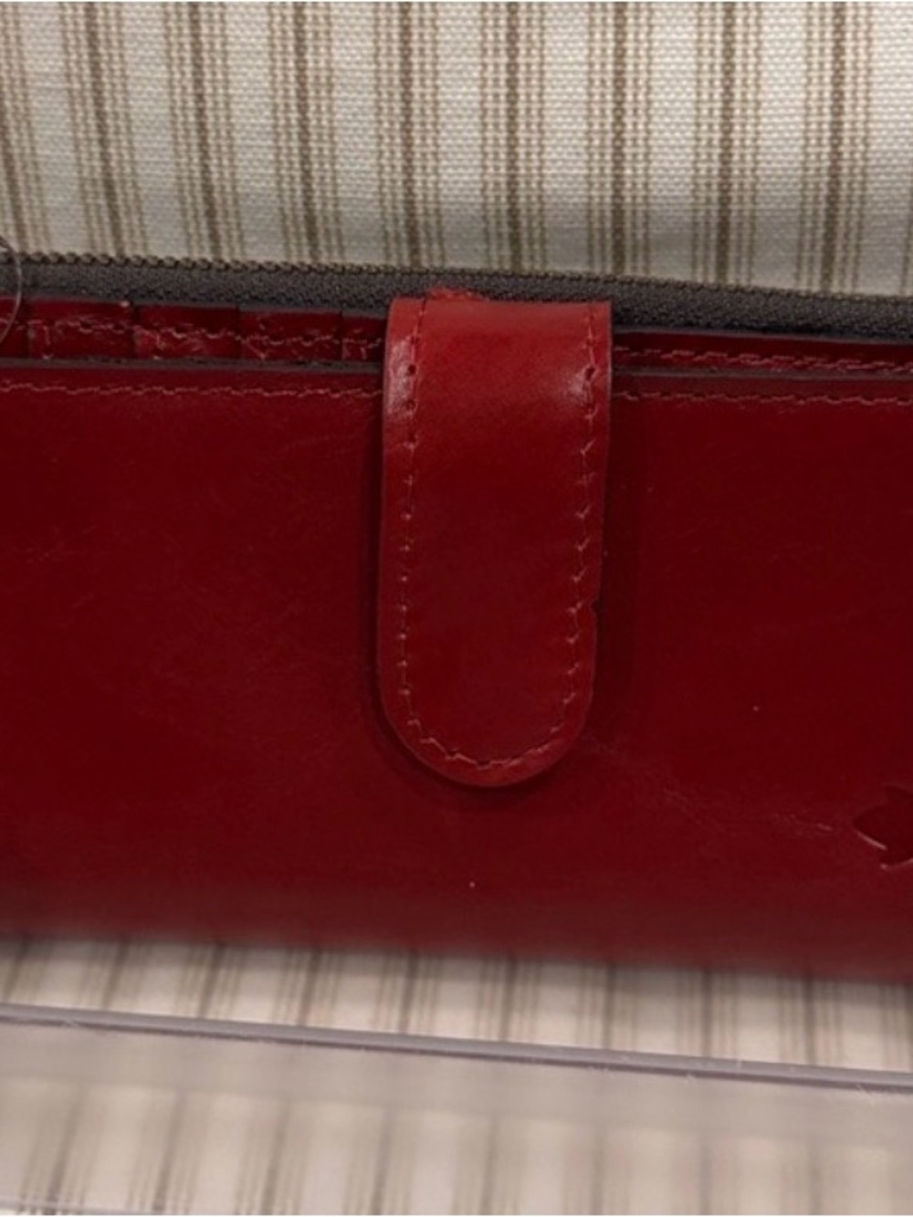 Patricia Nash Red Leather Snap Wallet with Stitched Tab